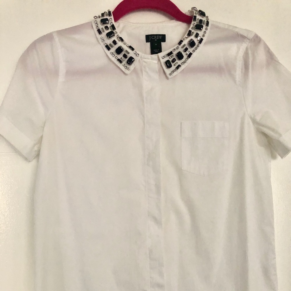 J Crew White Stretch Cotton Blouse Size 4